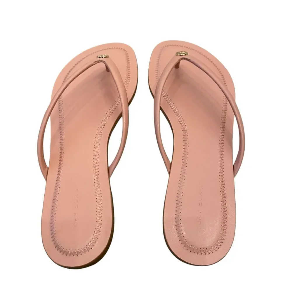 TORY BURCH Chelsea Leather Flip Flop Thong Sandals Rose Sachet Pink Size 7.5 NEW